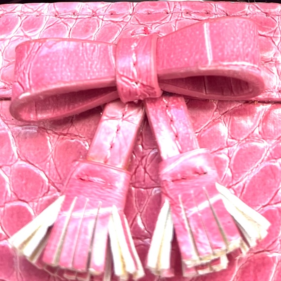 LIZ CLAIBORNE Small Satchel Bag Pink Croc Handbag Purse - Picture 2 of 11